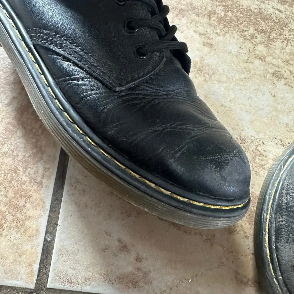 Dr Marten Zip Side Boots 1460 J Youth‎ Size 3 Black Leather Lace Up